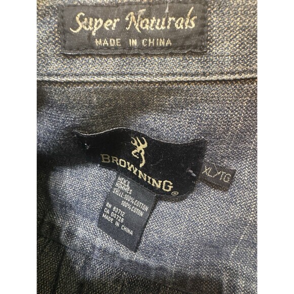 Vtg. BROWNING Super Naturals Sz. XL Men Blue Denim Button Shirt DEER EMBROIDERED - Picture 4 of 8